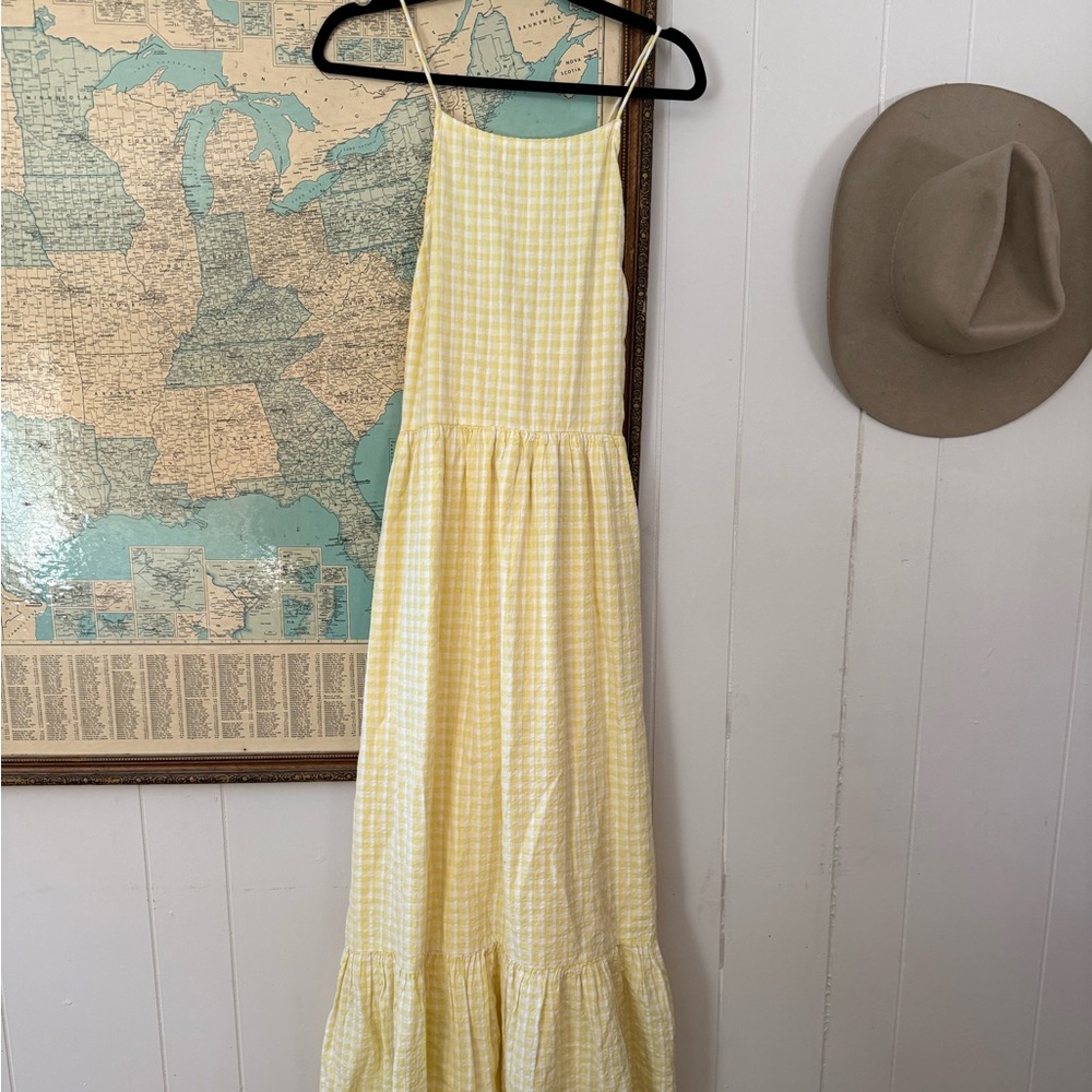 AE Yellow Gingham Midi Dress